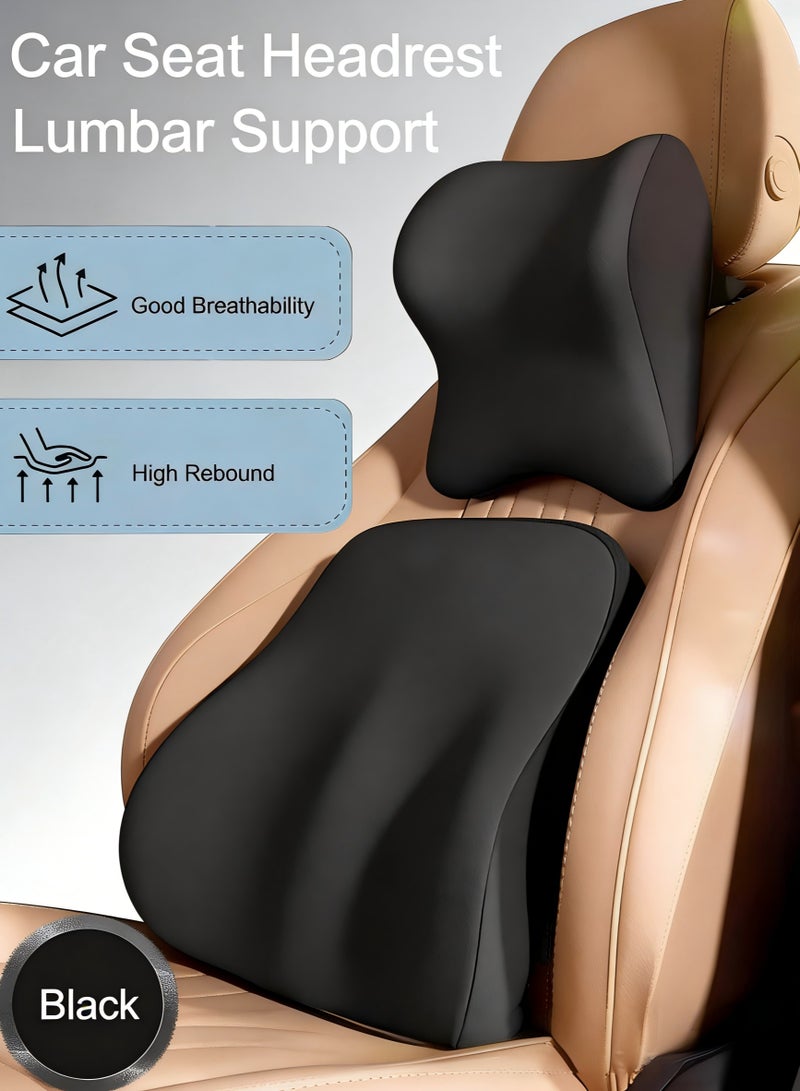 كيرانيكسي دعم قطني وسادة وسادة الرأس والرقبة للسيارات تصميم مريح الذاكرة القطن مسند الرأس مسند الظهر السيارات وسادة الخصر والرقبة وسادة مكتب الرئاسة أسودوسادة ظهر سيارةمسند سيارة - Image 1